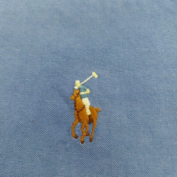 Ralph Lauren Yarmouth Shirt Mens 35 15.5 Blue Cotton Long Sleeve Logo Button Up - Picture 12 of 12